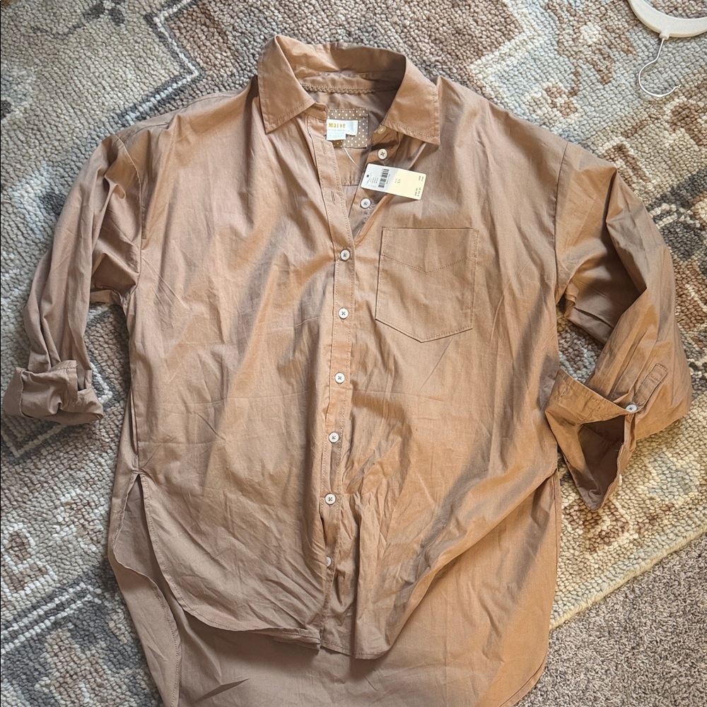 Mauve Tan Casual Button Down Shirt